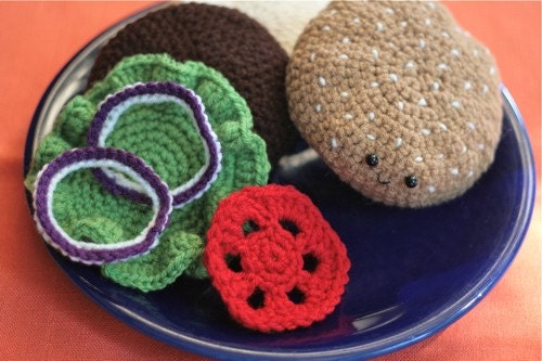 Crochet Cheeseburger PATTERN -- PDF
