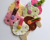 THREE ice creams HANDMADE  embellishment / applique