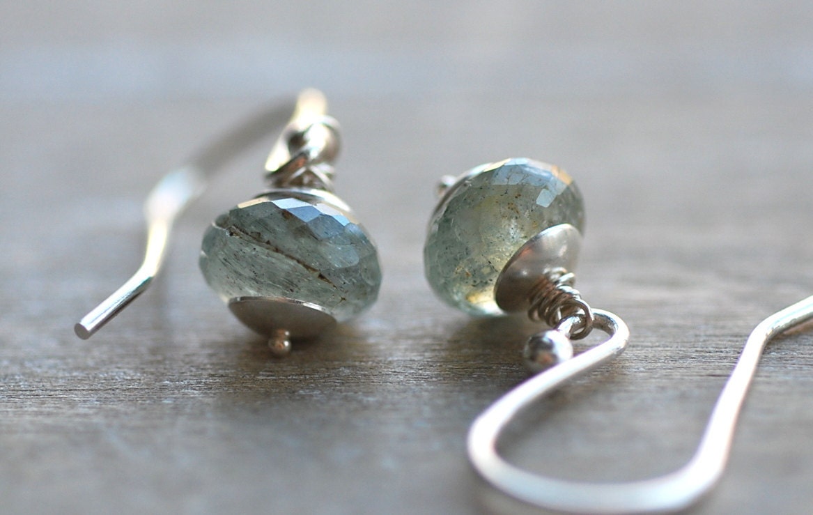 drops of rain earrings . moss aquamarine . sterling silver