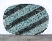 Large Striped Platter in Teal Blues