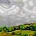 Storm Clouds Landscape Abstract Print Reproduction Grey Green Rain Fall