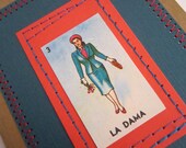 Lady Journal . Small Moleskine . Stitched Loteria Lady . Lined Pages