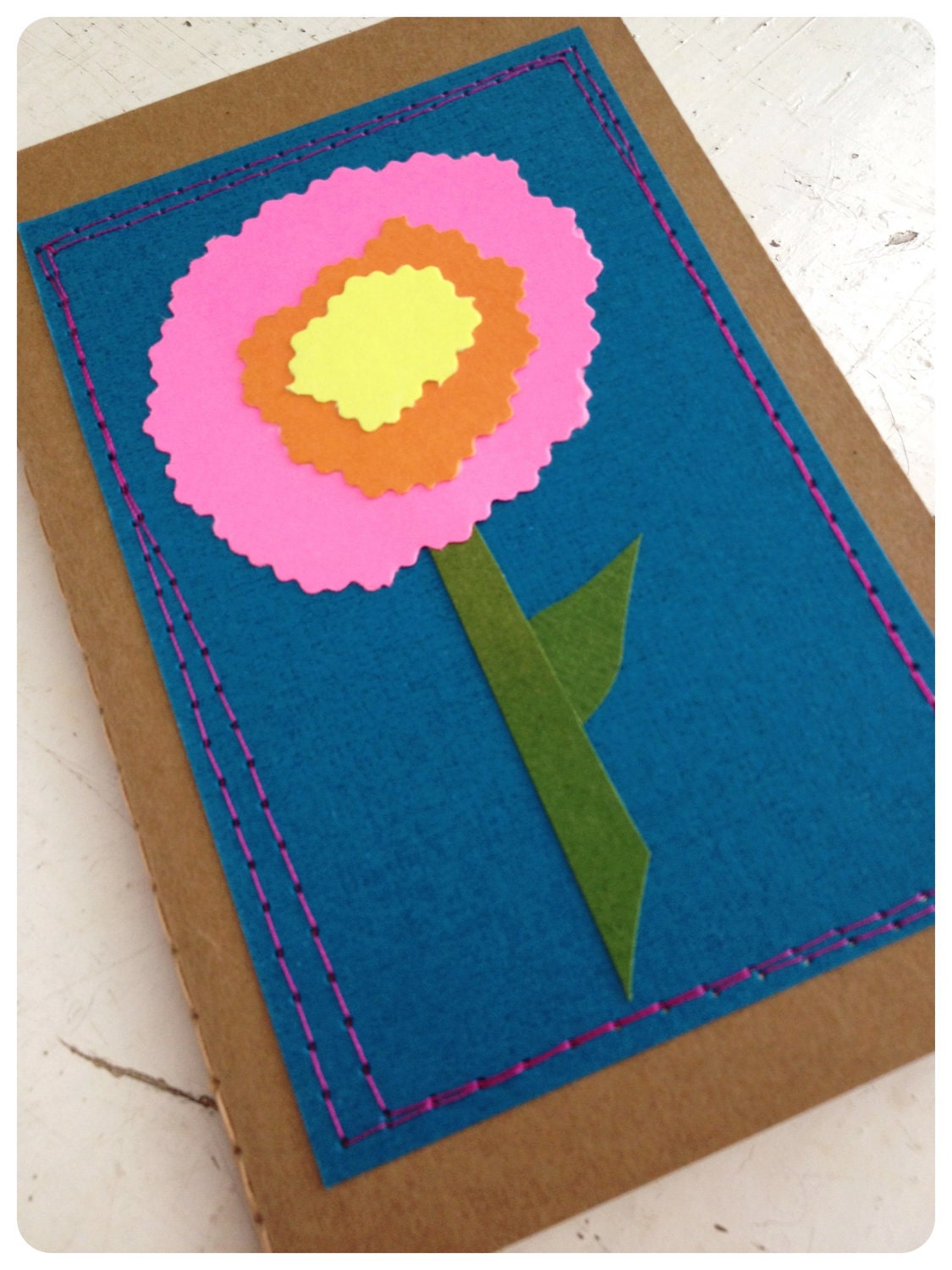 Flower Journal . Moleskine Notebook . Stitched Retro Flower .