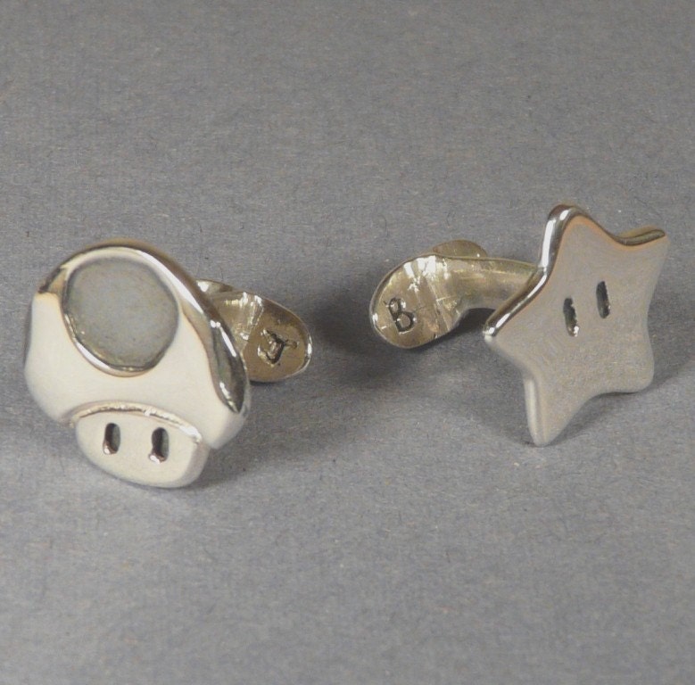 Sterling Silver Super Mario star and Mushroom