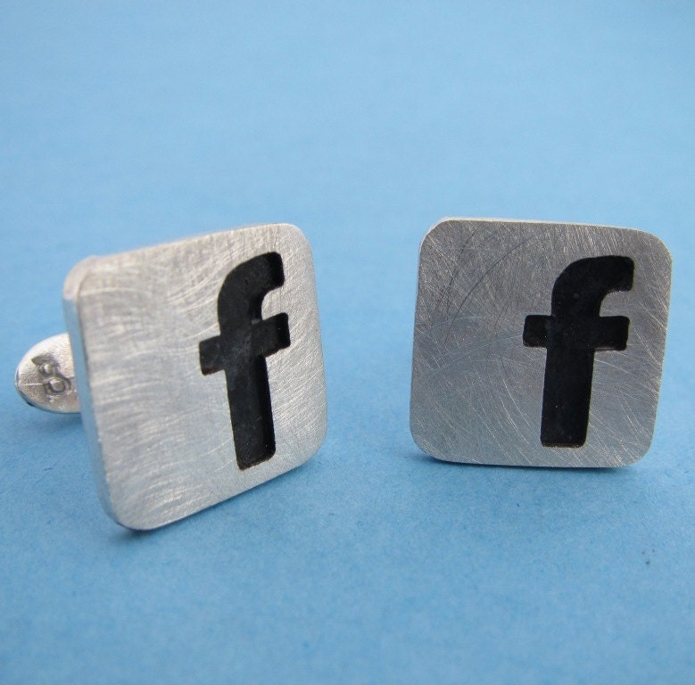 Sterling Silver Facebook Cufflinks