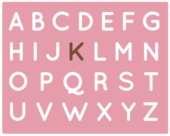 Pink And Brown Nursery Alphabet Art Print