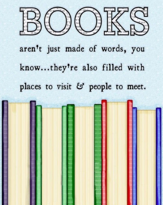 Books Art Print About Reading For Libraries Classrooms And Bookworms