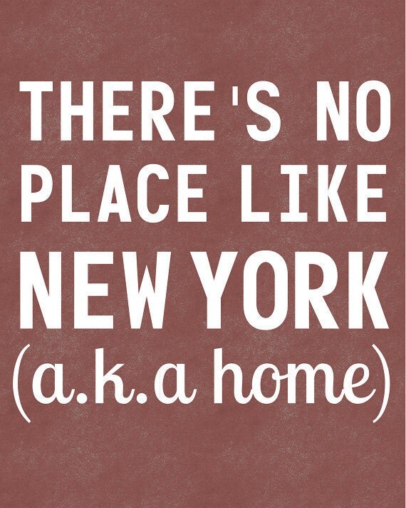 New York Art Typographic Print - There's No Place Like New York - There's No Place Like Home - NYC or NY State - Rustic Red
