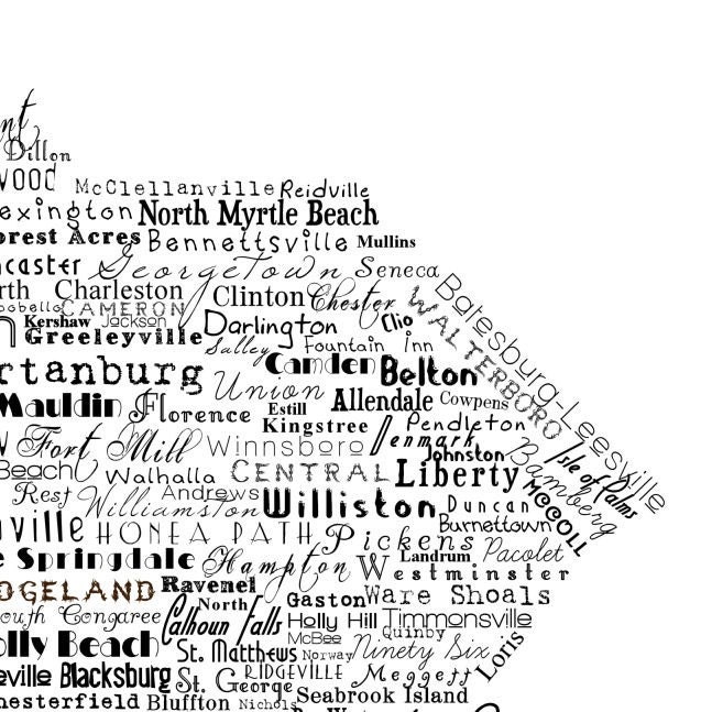 South Carolina Is Made Of Cities And Towns Print