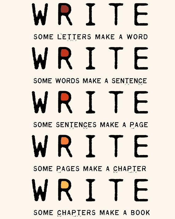 Write Write Write Art Print To Motivate Your Writing For Novelists Writers Authors Nanowrimo Participants