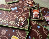 Harry Potter Kreepy Kids Waving Wands and Leaky Cauldrons Series Happy Birthday Handmade Cards Set of 6, A6 Blank Card,Green,For Him/For Her