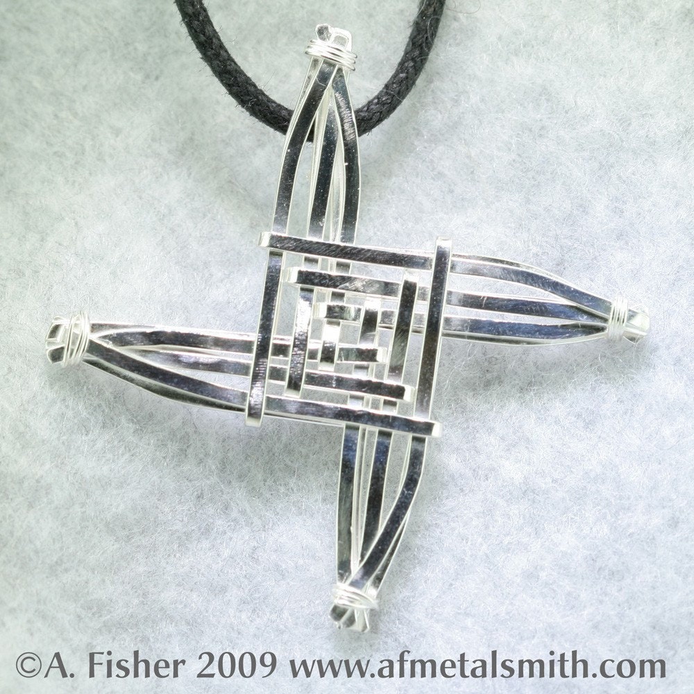 St Brigid's Cross Pendant Individually Handmade by AFMetalsmith