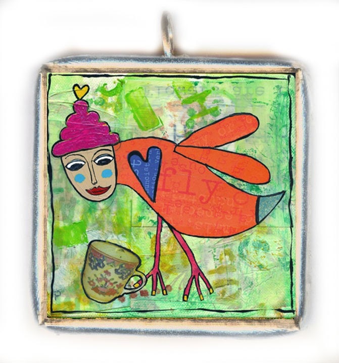 ART GLASS JEWELRY. Caffeine Makes Her More Clever Upbeat and Alert. An original coffee flavored saying that doesn't come from Starbucks.