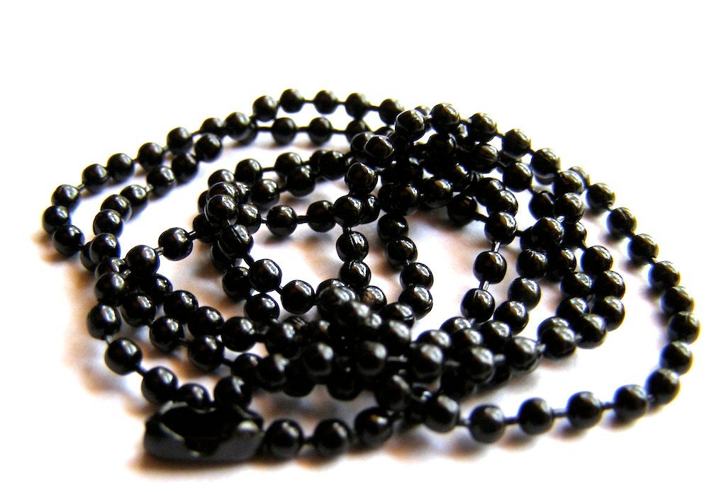 Black Ball Chain Necklace - chain for pendant, adjust size, jewelry supply