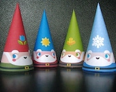 4 Seasons Cone Gnome Set of 4 Paper Toys