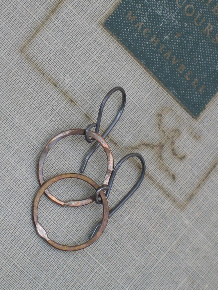 small antiqued brass hoops