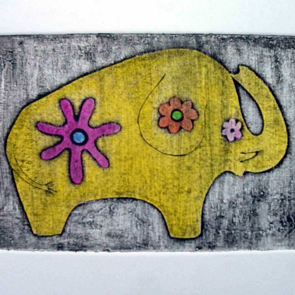 Elephant (original collograph print)
