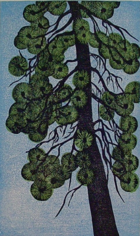 Relief Woodblock Print Poderosa Pine