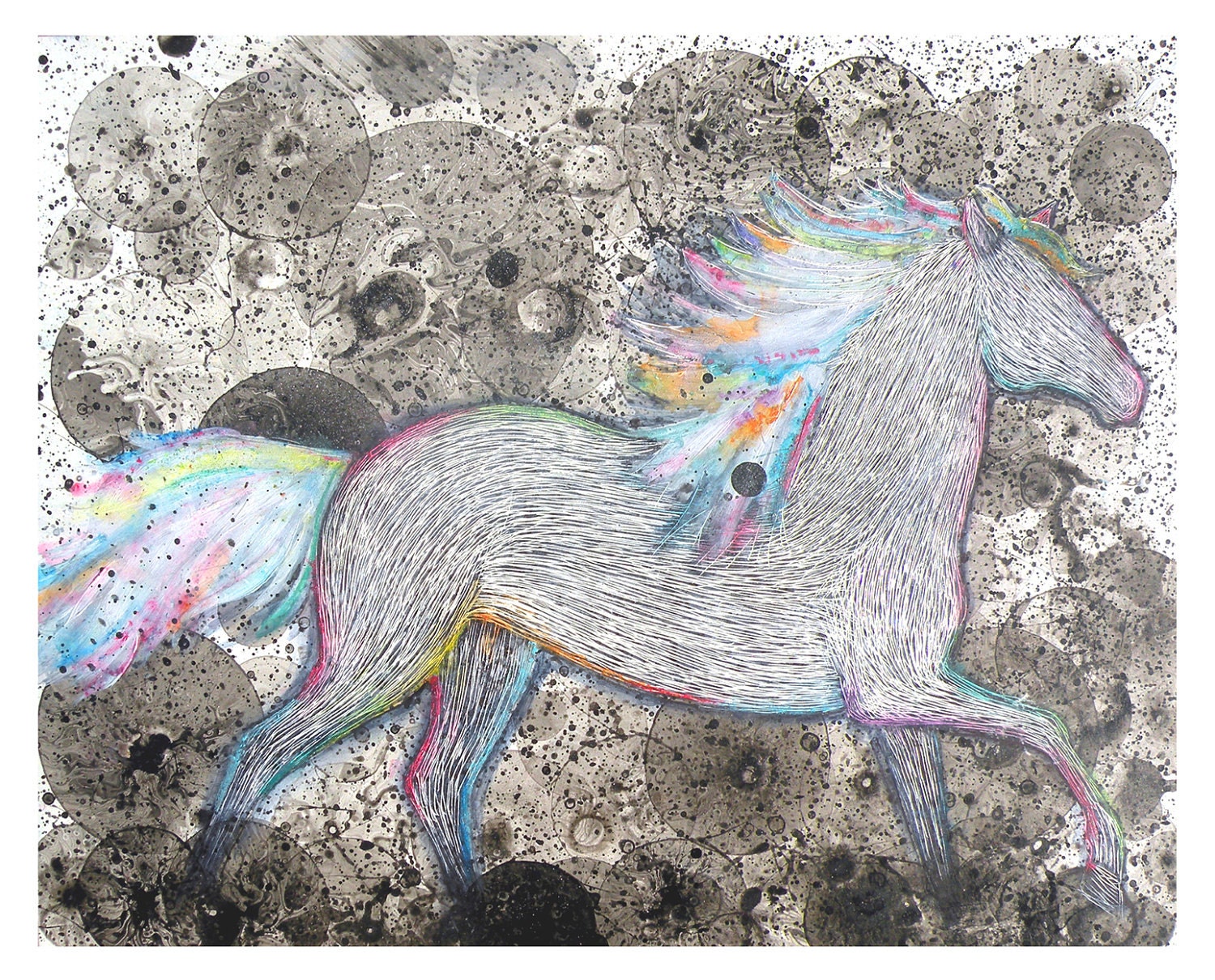 Ghost Pony in the Bubble Storm (reproduction print)