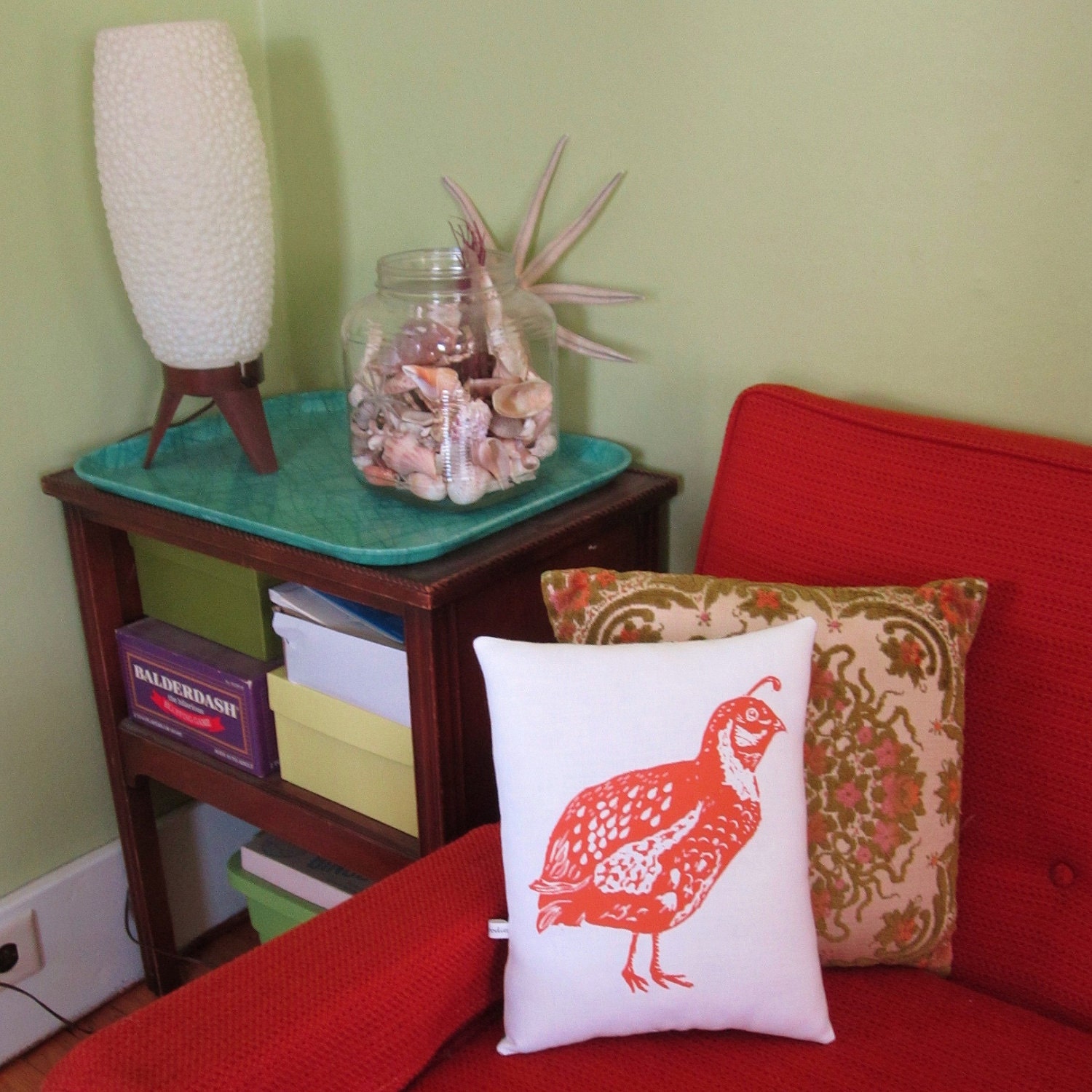 block print quail accent squillow pillow