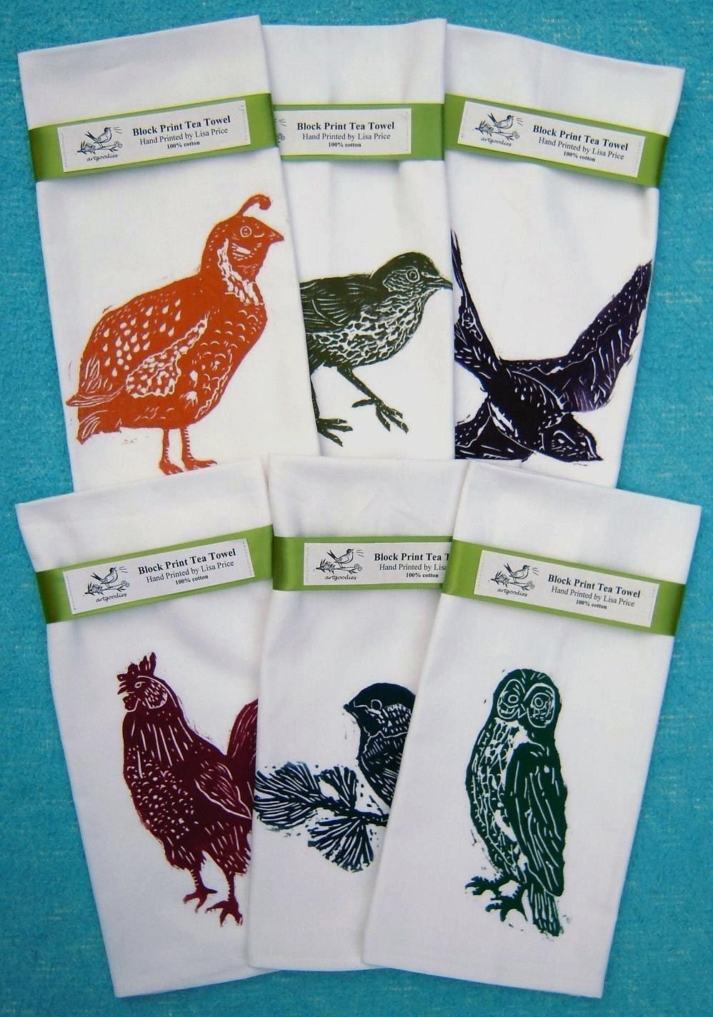 BUILD YOUR OWN six pack of hand printed block print tea towels