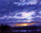 Hudson River Sunset- Abstract, Huge Contemporary Acrylic on a Extra Large Canvas Commissioned Painting by Patty Baker