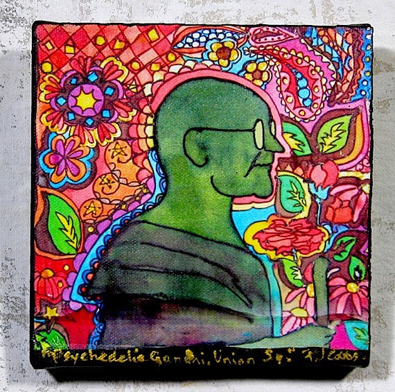 Psychedelic Gandhi, Union Square, New York Print on Canvas