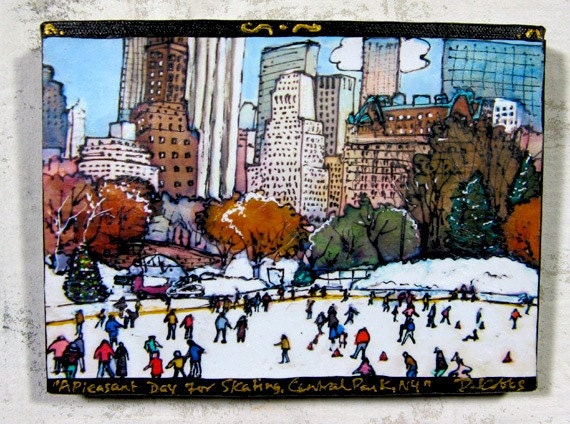 Skating, Central Park, NY,  Print on Canvas