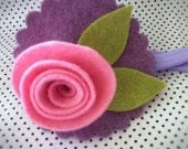 pink rose felt flower headband - hair accessory for girls