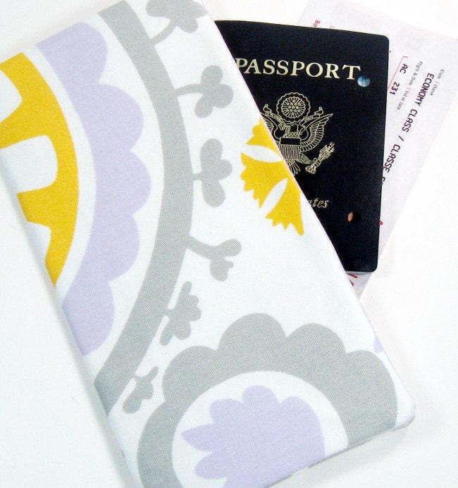 Travel Passport Wallet in Lavender & Lemon Suzani