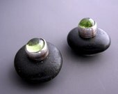 SALE Pebble Earrings with Peridot and Sterling Silver by Ashley Akers