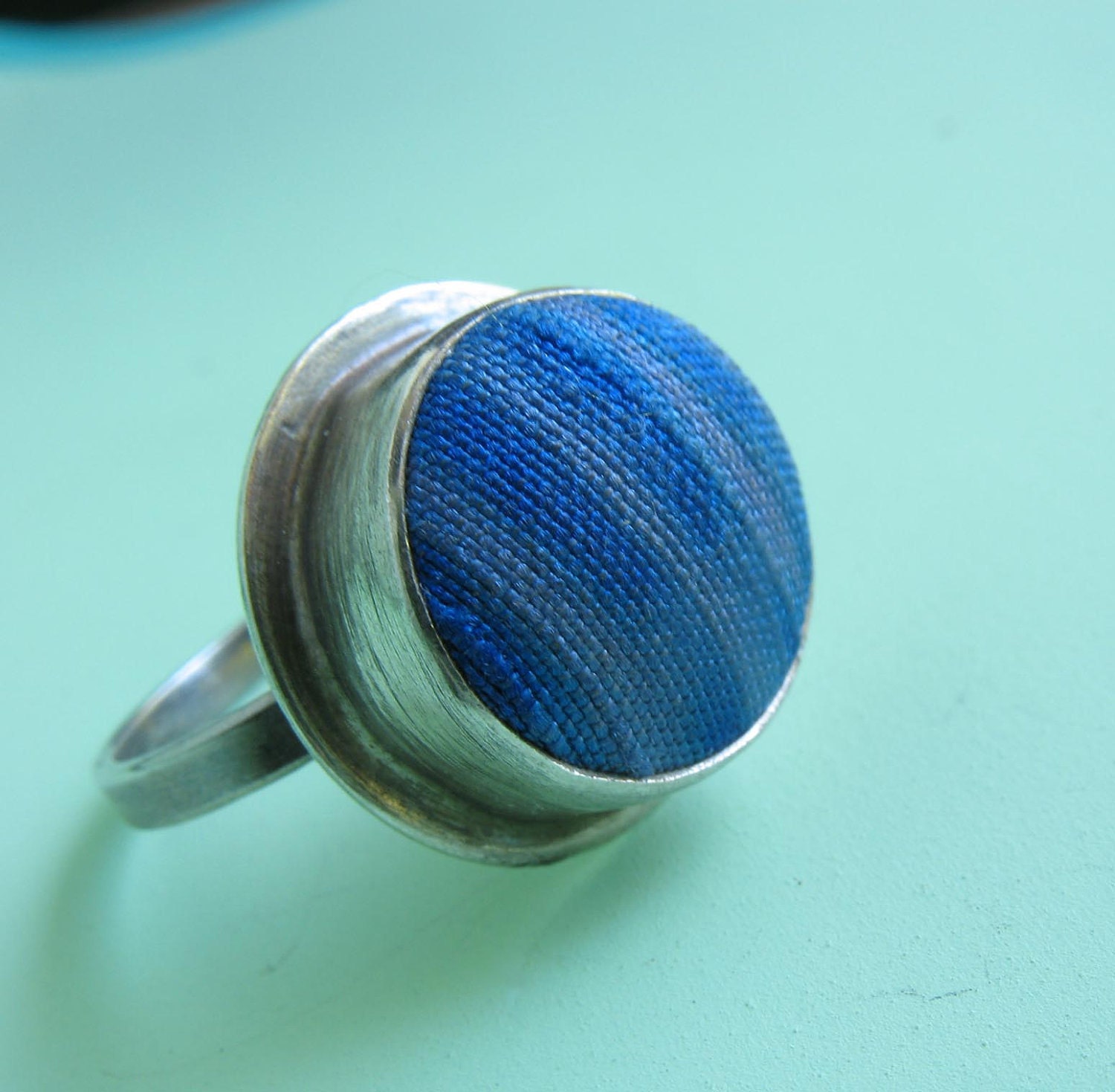 Blue Waves Silk Ring