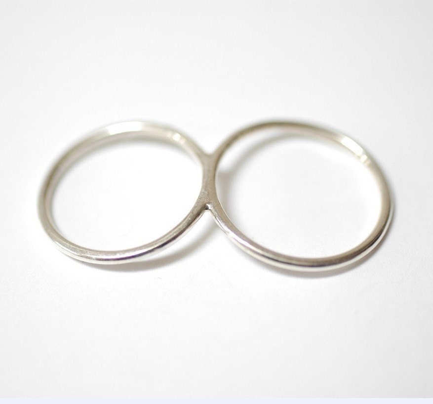 Thin Curved Two Finger Ring- solid sterling silver