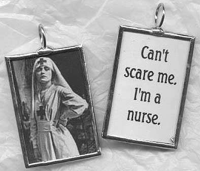Cannot Scare Me NURSE Art Glass Pendant