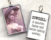 DEFINITION of a COWGIRL Art Glass Pendant