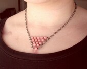 Pink Triangle Necklace - Geometric Necklace - Mod Beadwork Pyramid