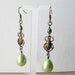 Green Pearl Dangle Earrings - Darling Scarab - Egyptian - Bug Earrings