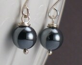 Steel - Gray Hematite Earrings on Silver - Sterling Silver Earrings