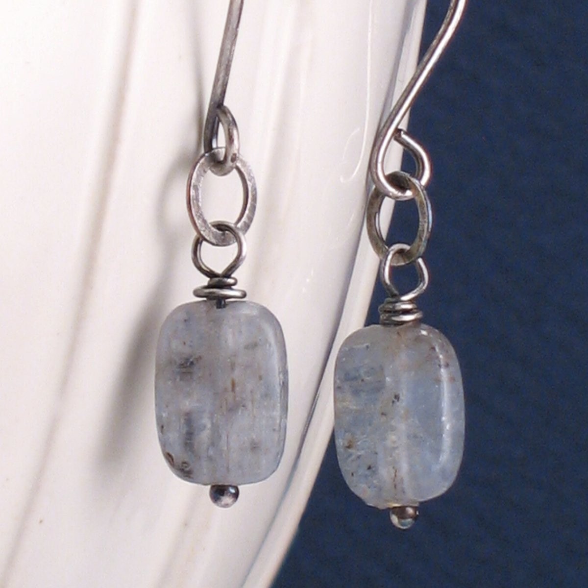 Nixie Blue Kyanite Earrings - Gemstones on Oxidized Sterling SIlver