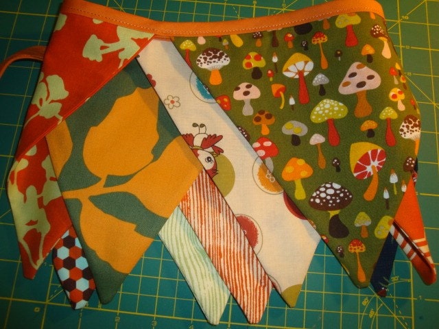 Nature Fabric Garland Pennant Banner Orange