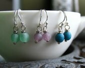 Recycled African glass Earrings on Sterling Silver - Lilac, Purple, Lavender
