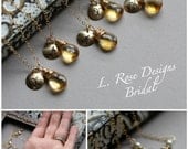 Bridesmaid GIFT SET of FIVE Necklaces, Choice of Stone & Initial Monogrammed Keepsake, 14k gold fill wedding Necklaces, Sunny Yellow