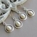 Bridesmaid Infinity Necklaces, Set of FOUR (4), Pearl Bridesmaid Gift Set, Silver Infinity Pendant, Teardrop Pearl, Pearl Eternity Necklace