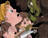 Charlie Gets Spooked Illustration ACEO Collector trading card mini print