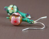 Chinese Glass Flower Earrings