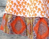 MAGIC MUSHROOMS - womens teens mini Skirt vintage 1970s fabric - XS or S virgin polyester doubleknit upcycled clothing