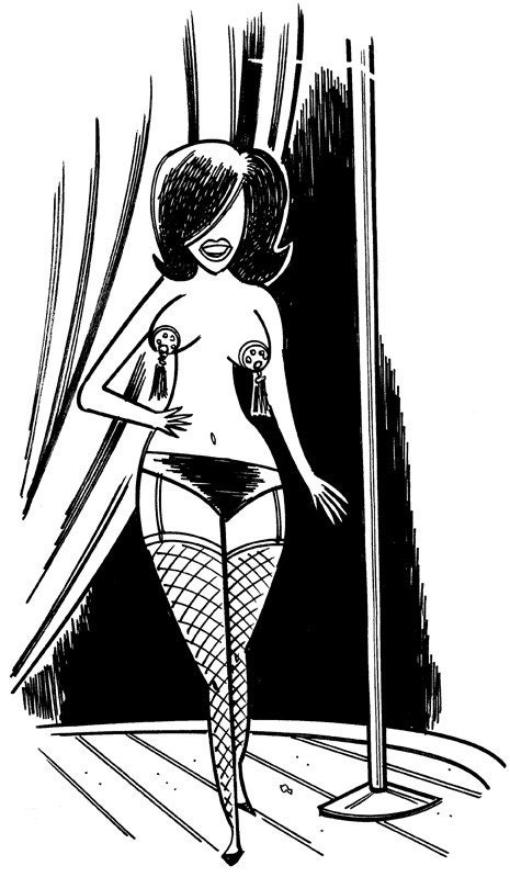 BURLESQUE original pen & ink drawing by Mike Gorman 8.5 x 11