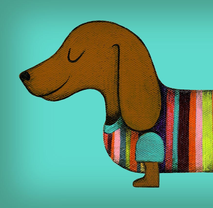 Wiener Dog I, archival print of original illustration by Anna Tillett Designs