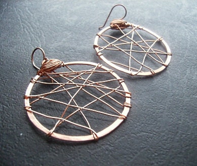 Copper Wirewrapped Hoop Earrings