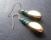 Gold Lucite and Turquoise Coco Shell Earrings - Sale